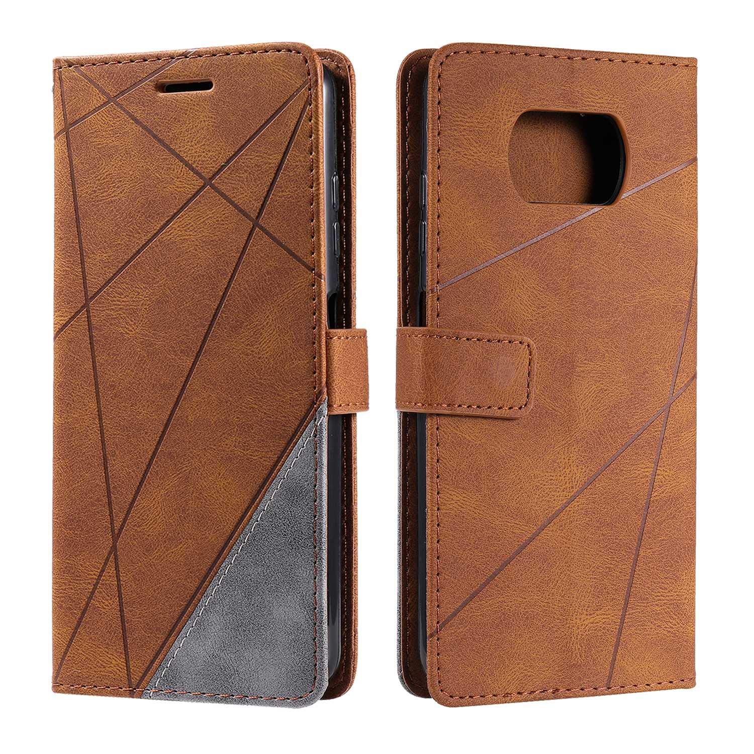 SONWO Case for Xiaomi Poco X3 NFC Case, Premium Leather Flip Wallet Case Magnetic Closure Card Slots Kickstand Phone Case for Xiaomi Poco X3 NFC, Brown