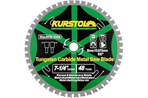 KURSTOL Metal Circular Saw Blade - 7-1/4" TCT Cutting Blade 48T Tungsten Carbide Tipped Blade Arbor 15.87mm for Steel, Iron, 