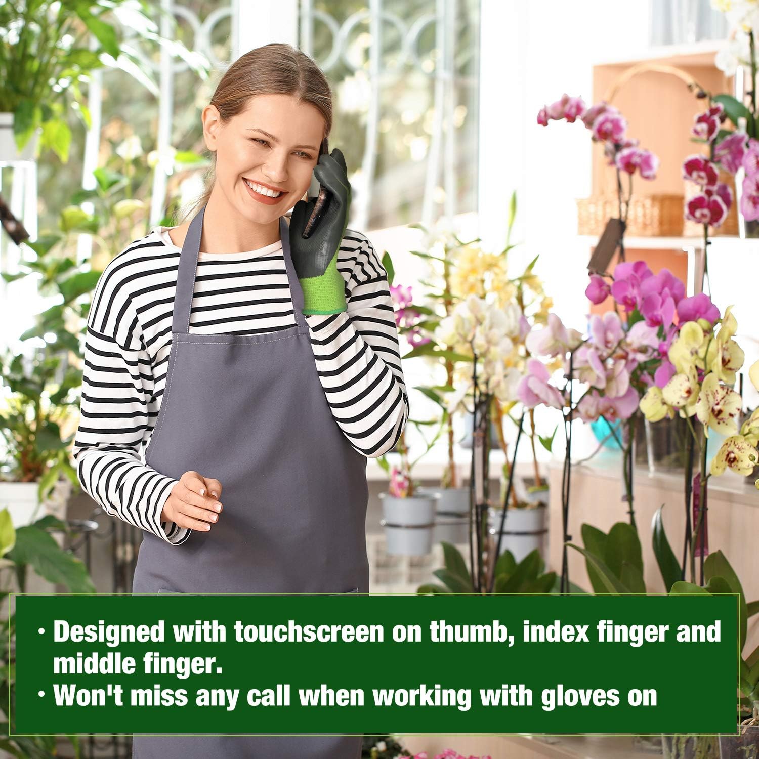WORKPRO 2 Pairs Garden Gloves, Working Gloves with Eco Latex Palm Coated, Works Gloves with Touchscreen for Weeding, Digging, Raking and Pruning(M): Garden & Outdoor