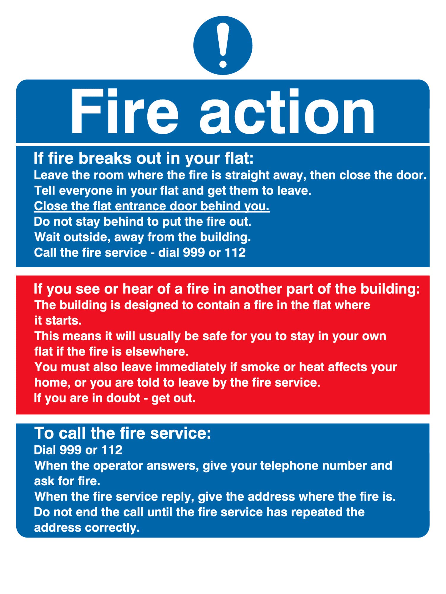 Viking Signs Fire Action Notice Stay Put Message