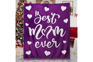 GLOBALTRONICS Best Mom Ever Blankets Mom Blanket Gifts for Mom Soft Plush Throw Blankets from Your Favorite Son Daughter Mom Birthday, (Purple)