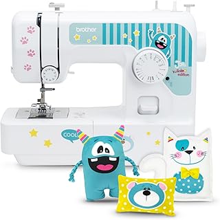Brother J14s Kindernähmaschine kullaloo Edition inkl. Fingerschutz, Stickerbogen & Anfänger-Nähset KINDERLEICHT Nähkurs Little Friends