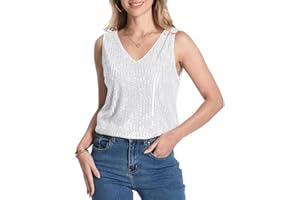 Omertshirt Womens Sequin Tank Tops Glitter Sleeveless Sparkly Club Party Vest
