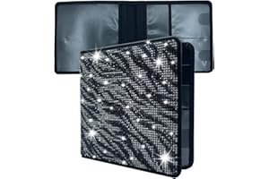 ERWUBA Rhinestone Bling Car Registration and Insurance Document Holder, Glitter Leather Vehicle Glove Box Organizer Magnetic Closure Card Wallet Case (Zebra Stripes Small)