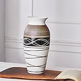 12.6" Ceramic Rustic Farmhouse Vintage Large Vase, Home Decor Tall Boho Textured Vases, for Living Room, Mantel, Table, Shelf, Centerpieces, Holiday and Weddings Decorative (Style 1, 12.6")