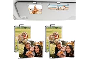HOIGRBOM 4 Pack Car Picture Holder, Clear Acrylic Magnetic Car Photo Holder, Horizontal & Vertical Photo Car Visor Photo Clip, Personalized Car Picture Frame, Suitable for Adding Family, Personal or Pets Photos