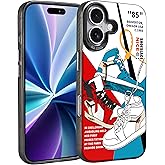 SZIYAYIH Cool Phone Case for iPhone 16 Case for Boys Men Drop-Resistant Lens Protection Shockproof Basketball Sneaker Street Design Cases Compatible with iPhone 16