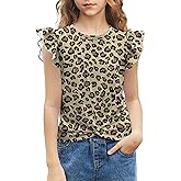 Arshiner Girls Shirt - Short-Sleeve Twist Front T-Shirt for Girls with Cute Flying Sleeves - Summer Blouse Tunic Tee Tops