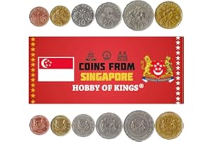 HOBBY OF KINGS Set of 6 Coins from Singapore. 1, 5, 10, 20, 50 Cents, 1 Dollar. 1985-2012
