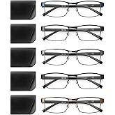 JOLISU 5PCS Reading Glasses Men - Blue Light Blocking Computer Metal Thin Frame Readers For Mens/Women