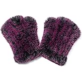 CECELORIA Women Faux Fur Fingerless Gloves - Soft Winter Gloves, Furry Gloves for Women Winter Warm Costume Accessories