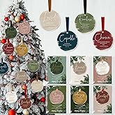 Cinnvoice 30 Set Christian Christmas Tree Ornaments Inspirational Acrylic Hanging Ornament for Xmas Tree Watercolor Bibles Verse Gifts with Merry Christmas Cards for Women Men Church (Stylish Round)