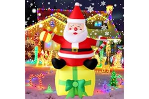DAILYSEE Christmas Inflatable Outdoor Decorations, Inflatable Cute Blow Up Yard Decorations with LED Lights for Indoor Christmas Decorations Yard Garden Lawn Decor (Inflatable Santa)