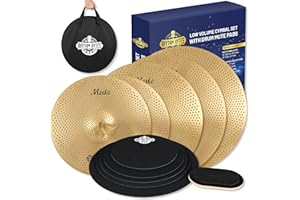 SoundPier Cymbal Pack with Drum Pads | 11pcs Low Volume Cymbal Pack & Drum Mute Pads, Quiet Drum Set Cymbals 14"/16"/18"/20" | Drum Mute Pak 10"/12"/13"/14"/16", 1 Bass Drum Mute Pad, Drum Cymbals Bag