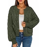 MEROKEETY Women's Cable Knit Chunky Cardigan Sweaters 2025 Fall Winter Trendy Button Up Long Sleeve Coat