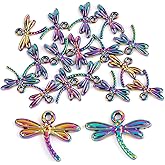 Framendino, 20 Pack Mini Dragonfly Charms Pendants Alloy Shape Charm for Spring Summer DIY Necklace Bracelet Jewelry Making(Rainbow)
