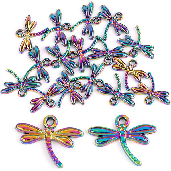 Lot De 5 Pendentifs Breloques Libellule En Acier Inoxydable 16x17 Mm - Argenté