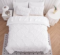 LANE LINEN White Bed Comforter Set King Size, 7