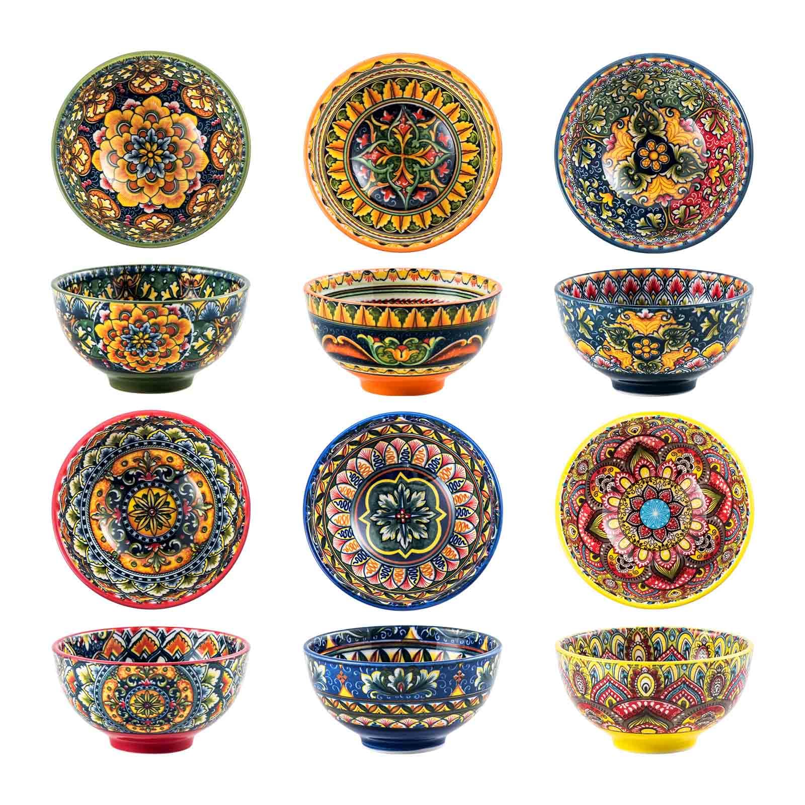 Henten Home Dessert Bowl for Snack/Rice/Dessert/Soup/Ice Cream, Colourful Snack Bowl Set of 6-6.5Oz, Microwave and Dishwasher Safe