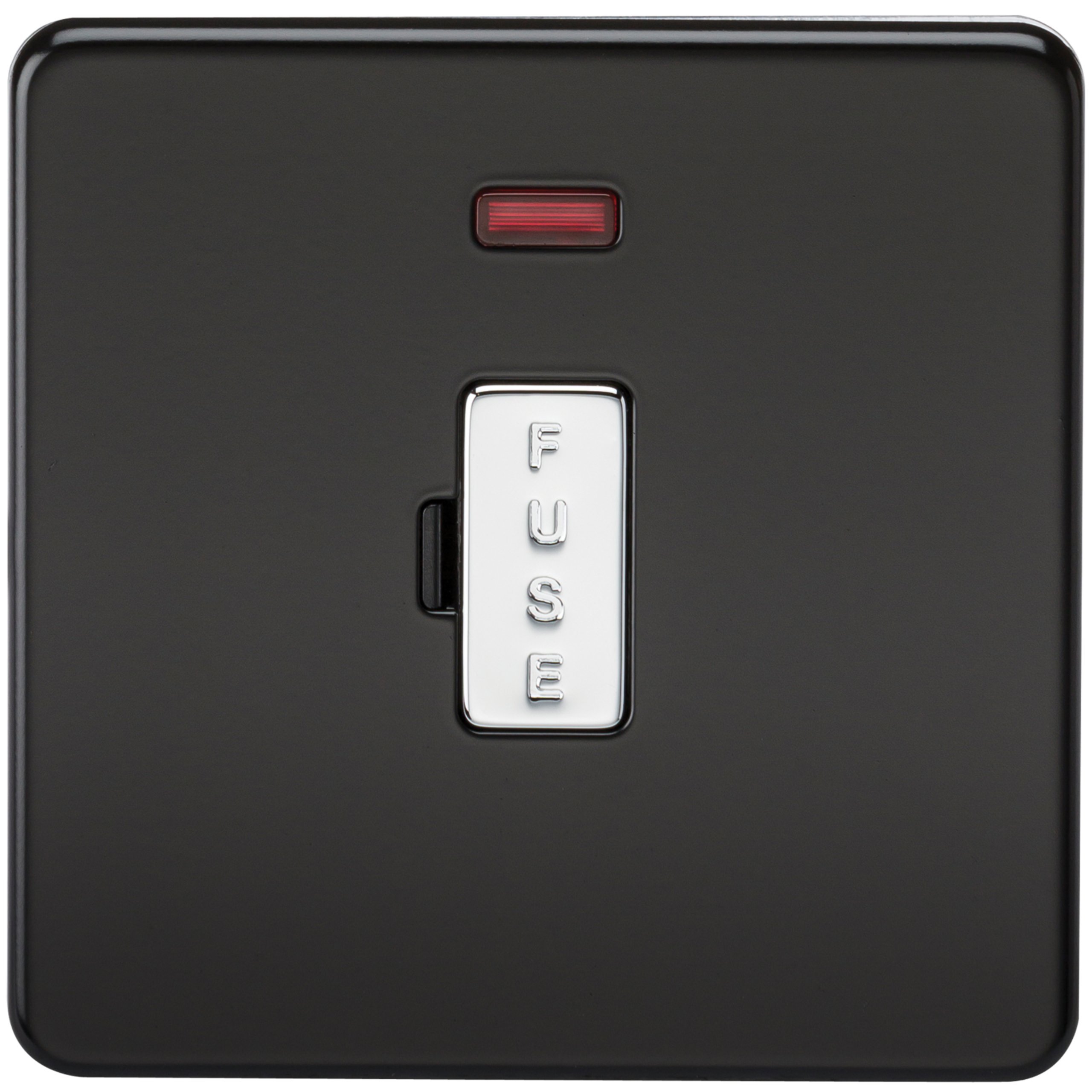 Knightsbridge SF6000NMB Screwless 13 Spur Unit, Matt Black with Chrome Fuse Cap