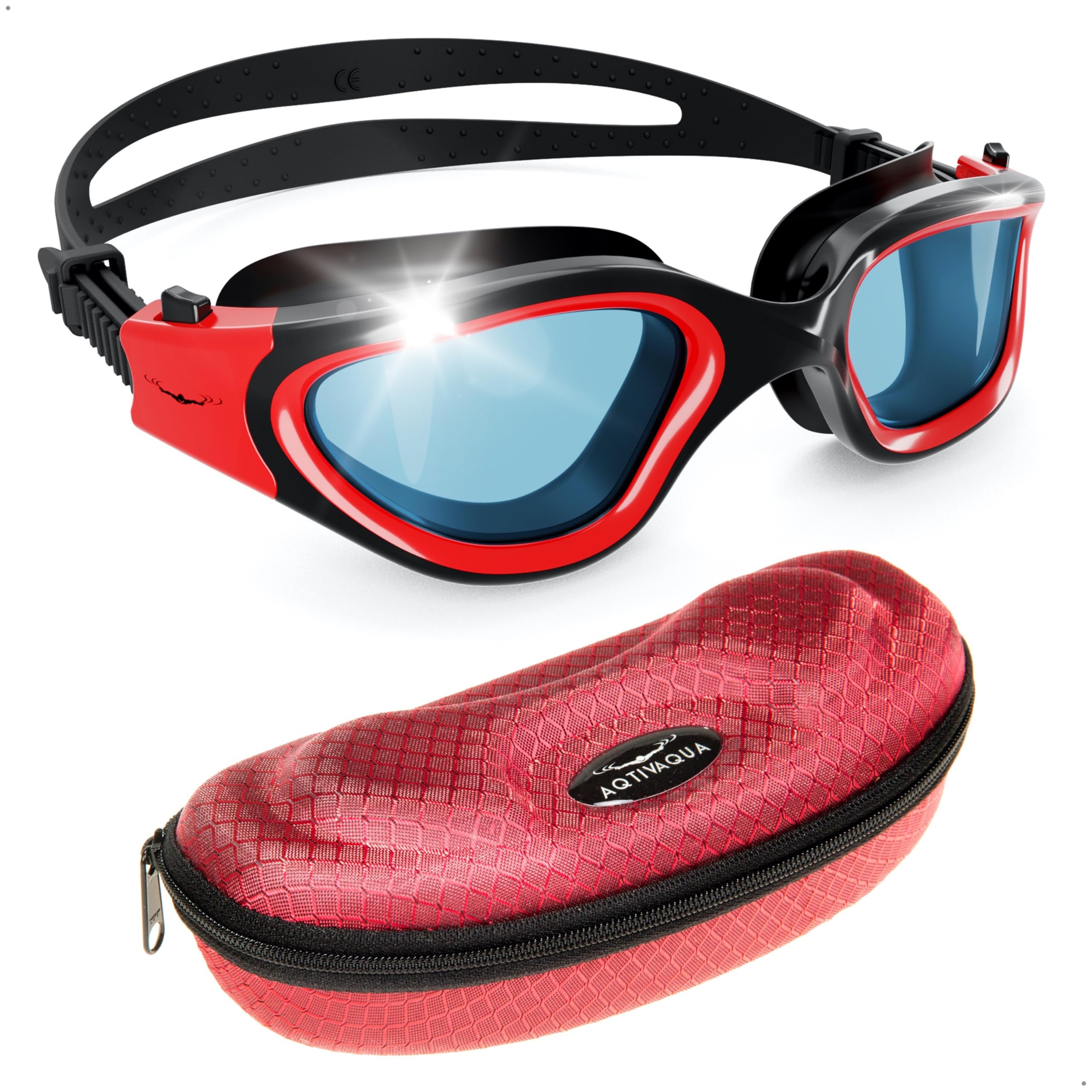 AqtivAqua Swimming Goggles Adult and Kids Goggles Kids 6-14 Men Women Swim Children Boys Girls DX-S (Red, Shade) — image 1
