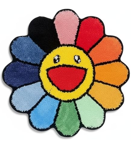 Amazon.com: DIKFENS 32Inch Takashi Murakami Rug，Happy Face Rug