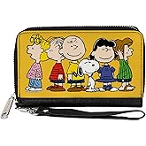 Buckle-Down Peanuts Wallet, Zip Around, Peanuts Gang Close Up Group Pose Golden Yellow, Vegan Leather