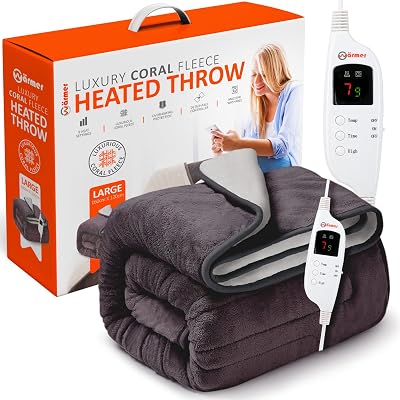 Warmer Luxury Electric Heated Throw Blanket with 9 Heat Settings & 9 Hour Timer