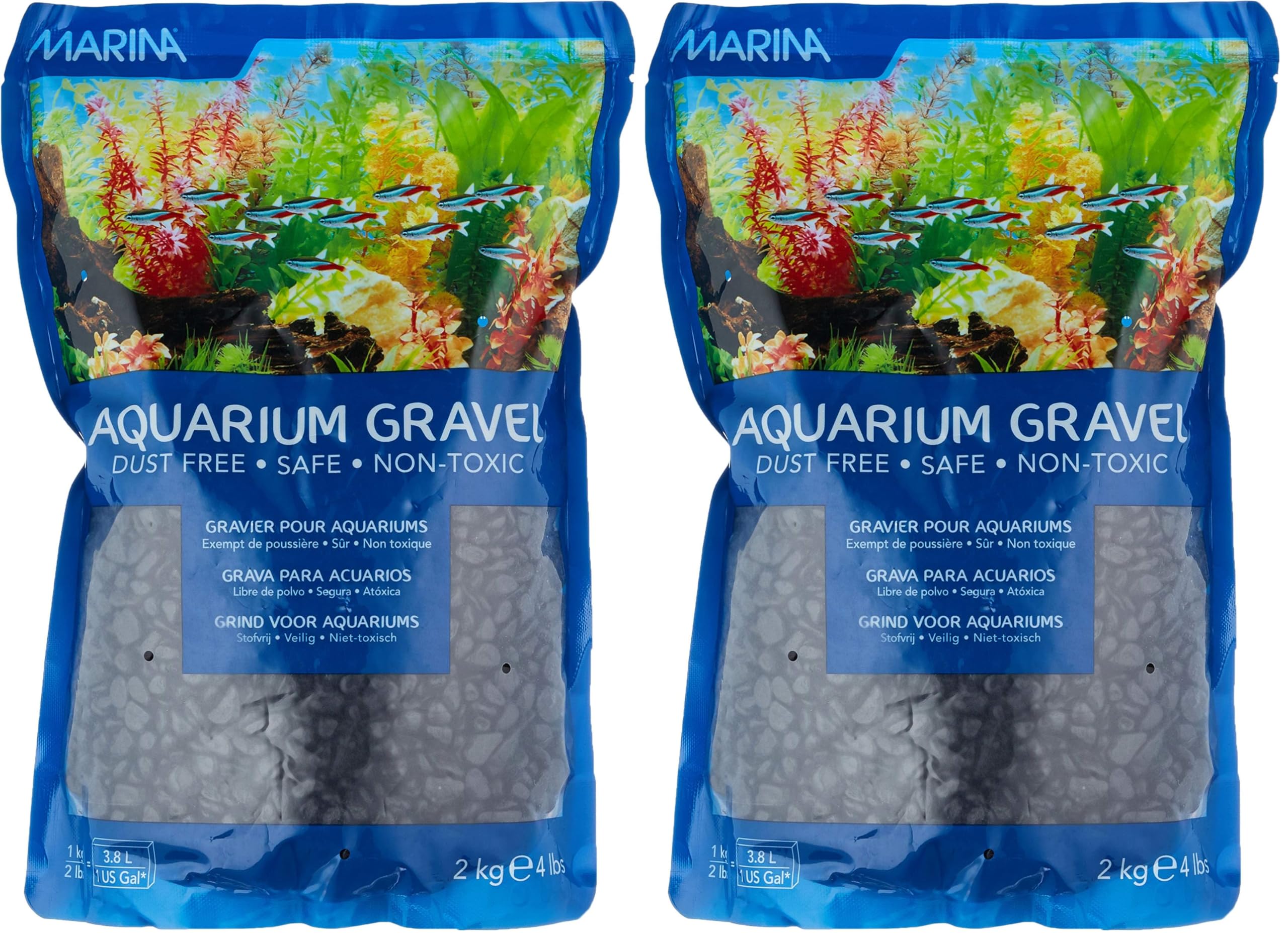 Marina Decorative Aquarium Gravel, 2 Kg, Black (Pack of 2)