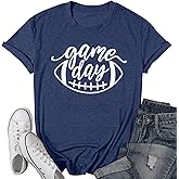 Game Day Football T Shirts Women Cute Football Graphic Tee Tops Funny Sunday Casual Short Sleeve Tee Shirts