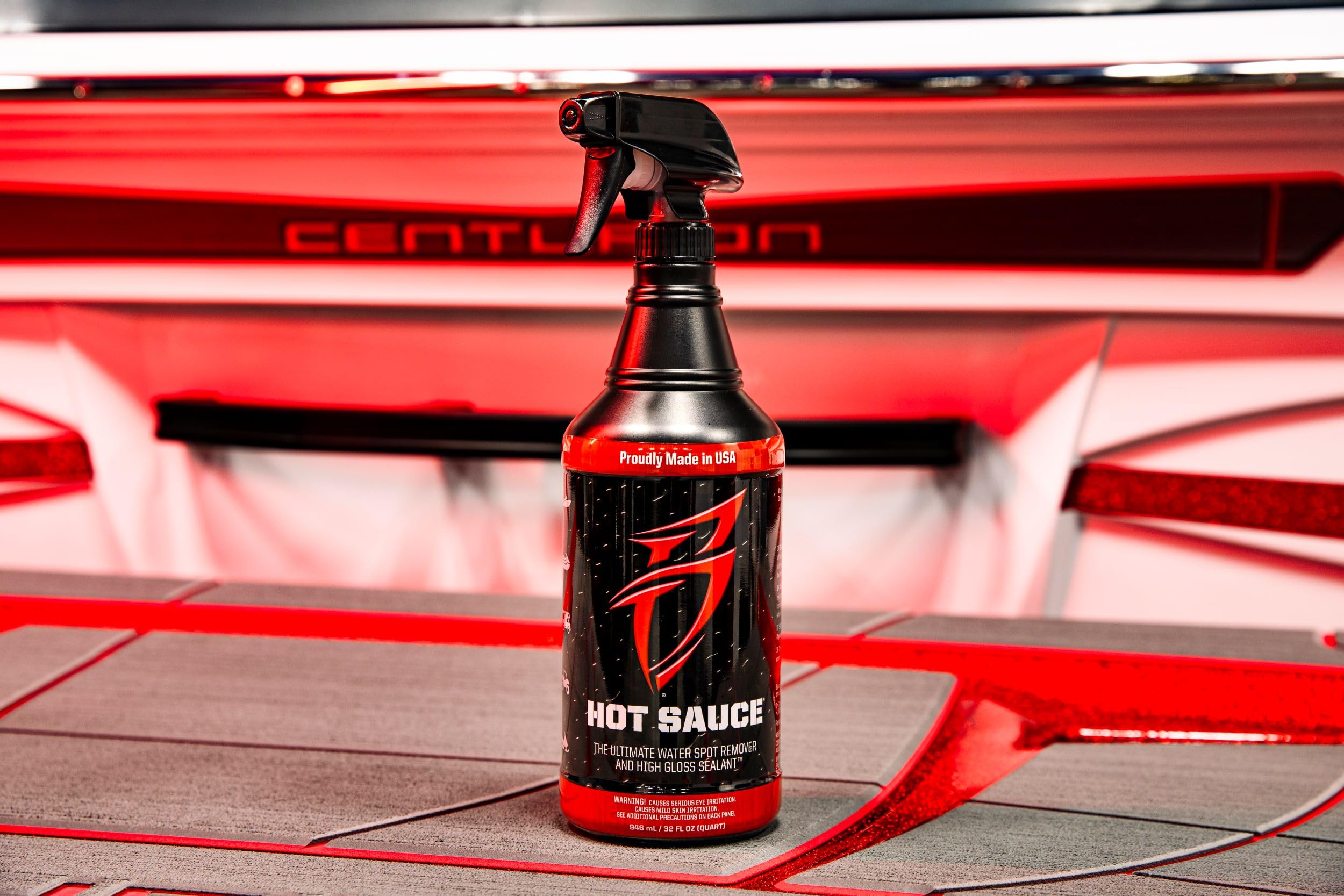 Boat Bling Hot Sauce Premium Hard Water Spot Remover w/High-Gloss Wax Sealants, 32 oz.