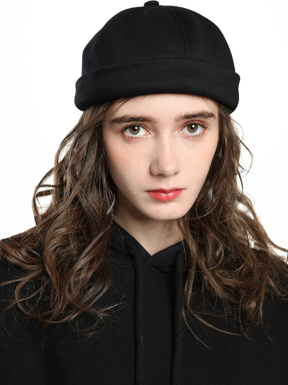 Bonnet Docker Noir Rétro - Cotton Réglable Et Pliable Pour Homme - Style Marin Sans Bord