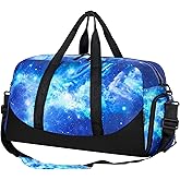 Choco Mocha Kids Duffle Bag Boys - Galaxy Weekender Overnight Bags for Travel Gym Sleepover Bag Boy Age 9-12 6-8 Blue