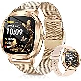 GLPYR Smart Watch for Women, 1.72" Fitness Tracker with Answer/Make Calls, Sleep/Heart Rate Monitor, Smartwatch for Android iOS Support 100+ Sports Modes, IP68 Waterproof, Fitness Watch with 2 Band