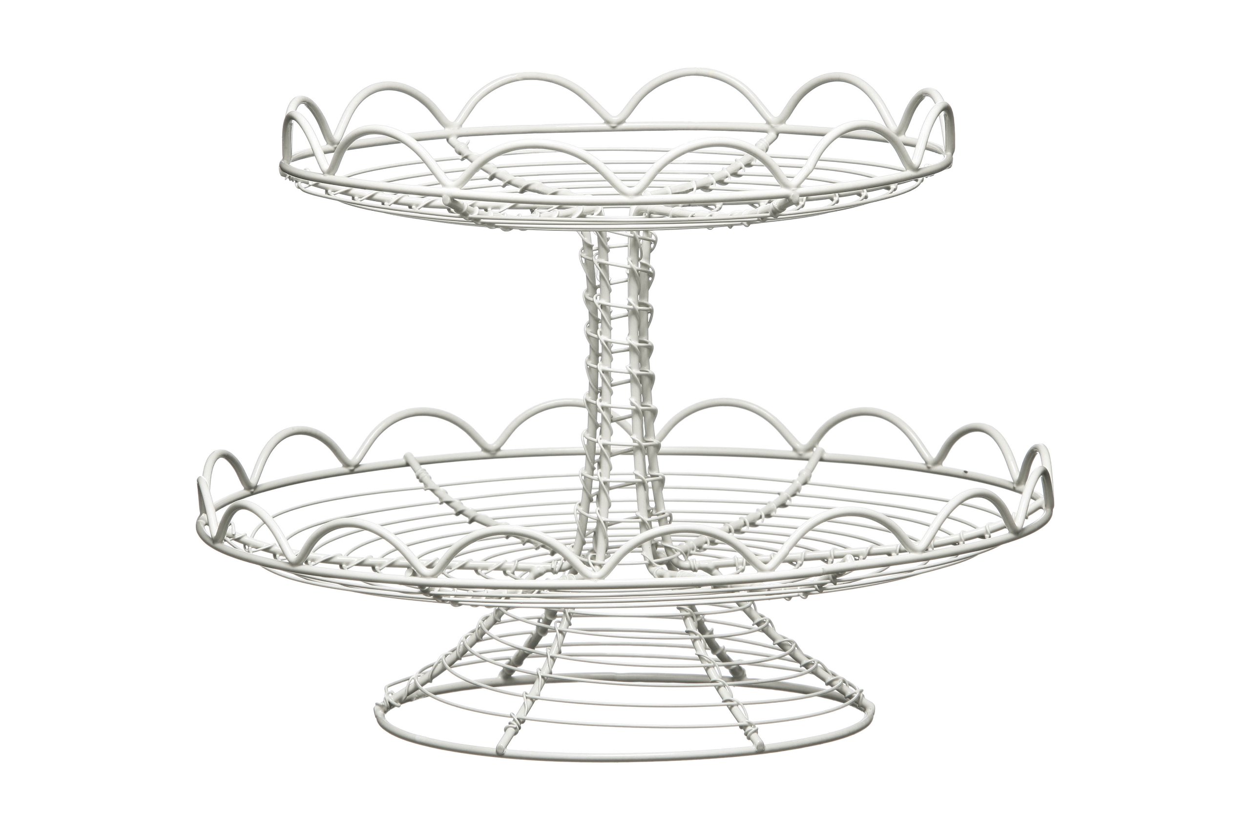 Premier Housewares Cake Stand, Cupcake, Wire, Cream - 2 Tier