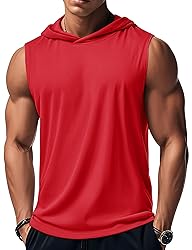 MAGCOMSEN Men's Tank Tops Sleeveless Hoodies Red