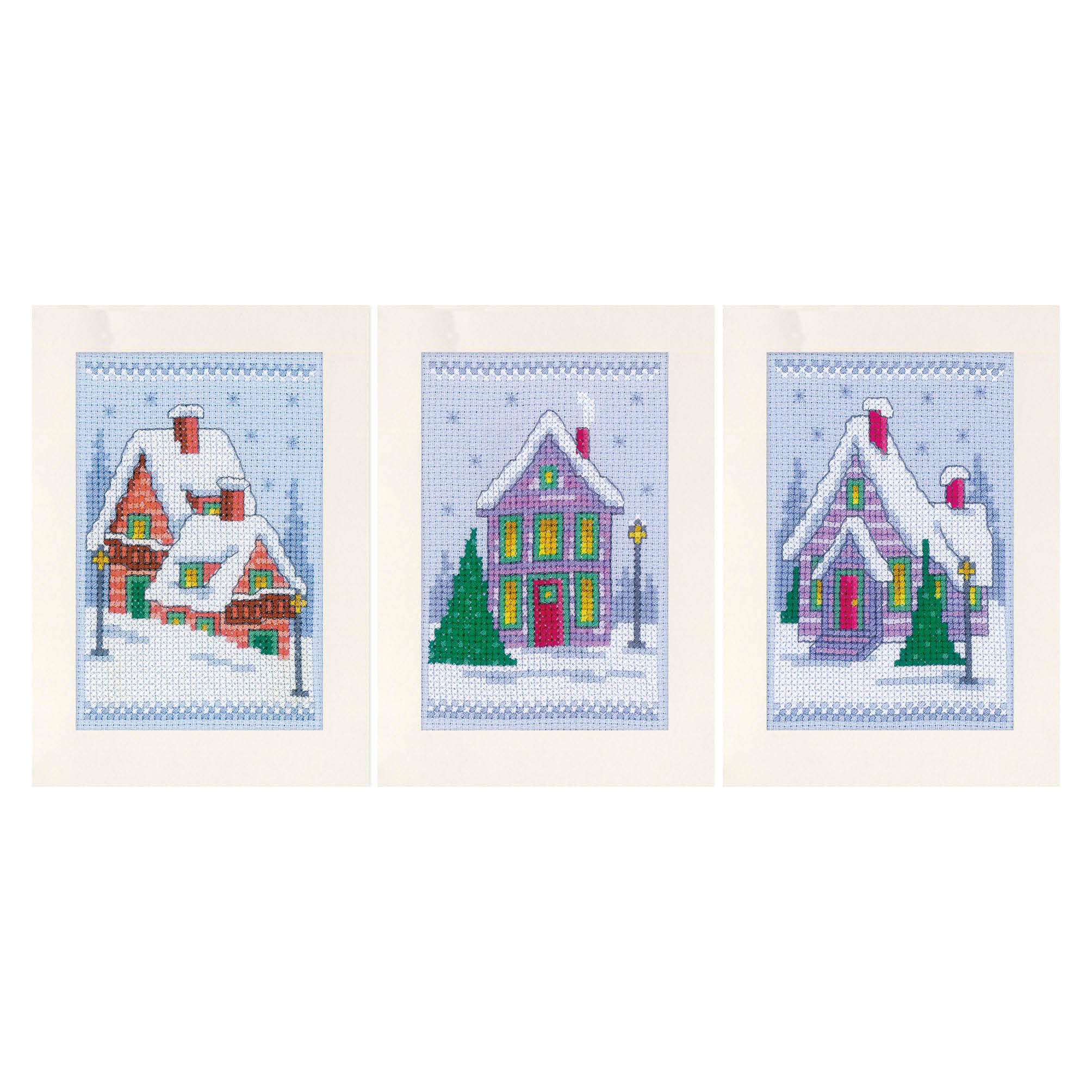 Vervaco Maisons d'hiver Carte de Voux Kit Pack of 3