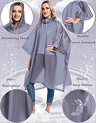Borogo 2 Pack Rain Ponchos for Adults Reusable
