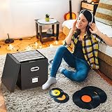 Aolawco Leather Vinyl Record Storage Box for 12 Inch Records Folding Crate view 4