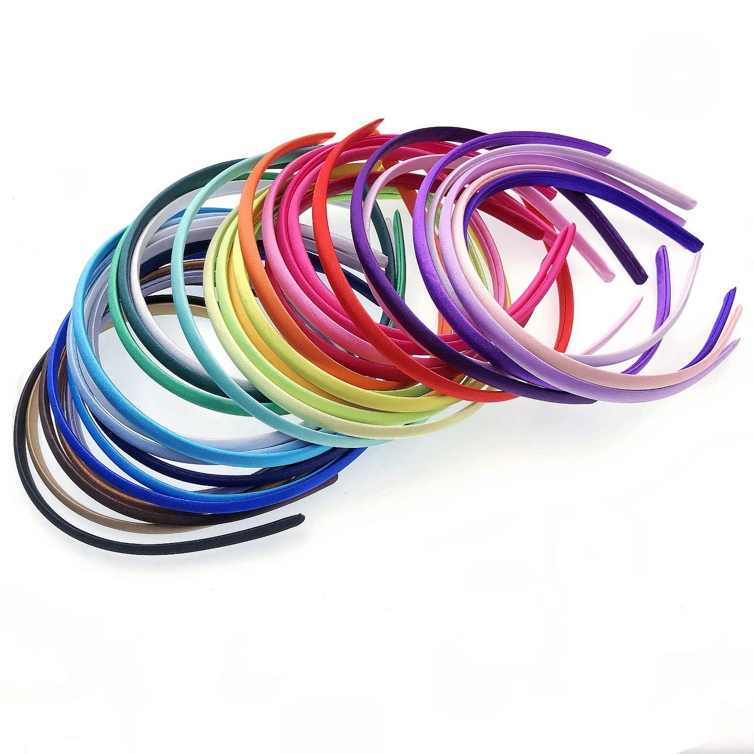 JZK 34 x Multicolor plastic head bands alice bands hairbands satin headbands for girls women, kids birthday party favours giveaways gift present