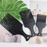 Lanjue 3 Sizes Afro Combs Set Black Plastic Hair Comb Wide Tooth Pick view 2