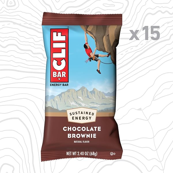 CLIF BAR – ENERGY PROTEIN BARS – CHOCOLATE BROWNIE – MADE WITH ORGANIC OATS – ENERGY BARS – NON-GMO – (15 PACK)