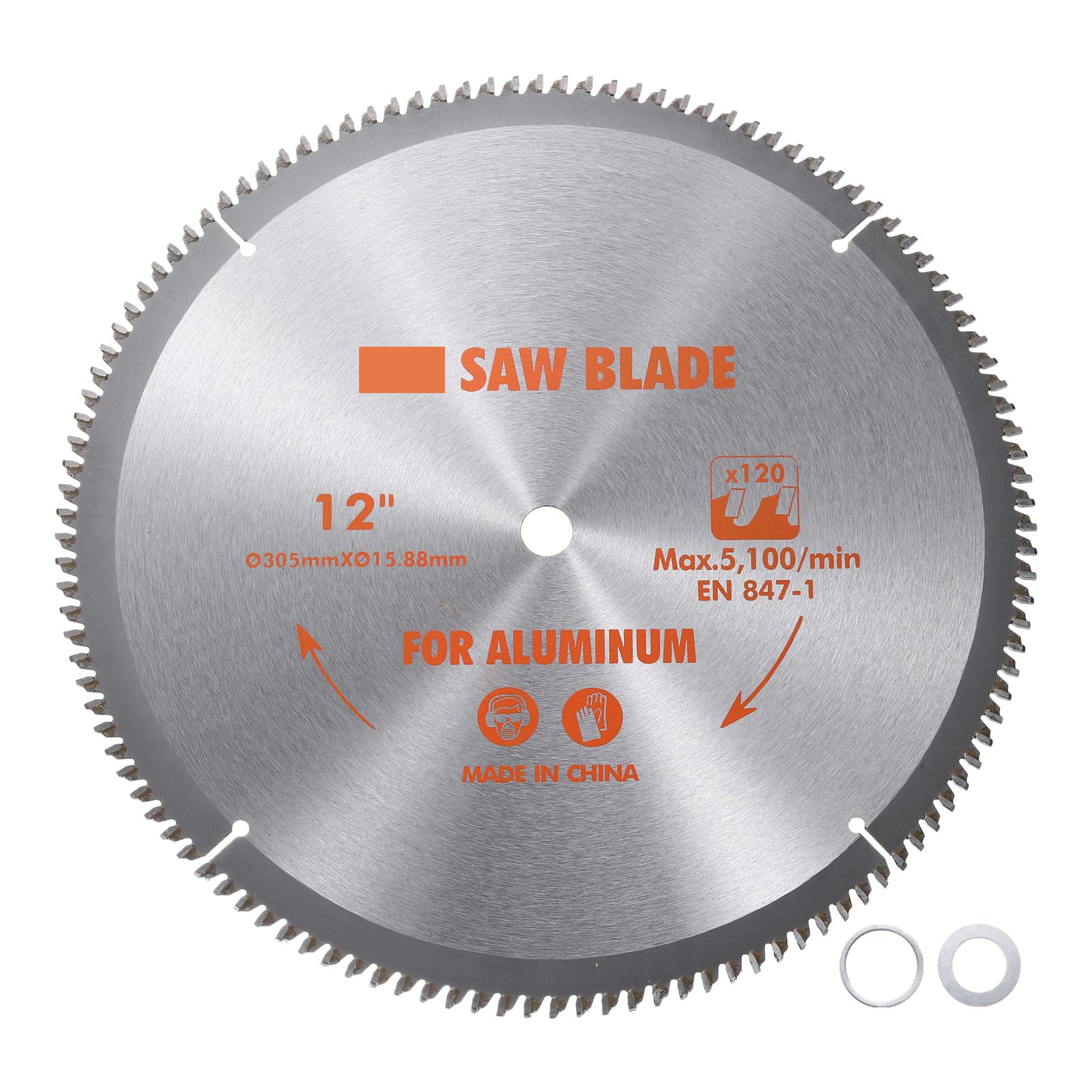 Kozelo Circular Saw Blade - [12-inch x 120 Teeth x 5/8-inch Arbor] Circular Cutting Blade with 5/8" to 3/8" Washer Adapter for Woodworking Plastic Use, 0.118-inch Kerf