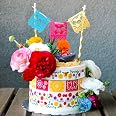56 Pc Fiesta Cake Topper Set - Mini Mexican Papel Picado Banners & Flowers For Party Decor