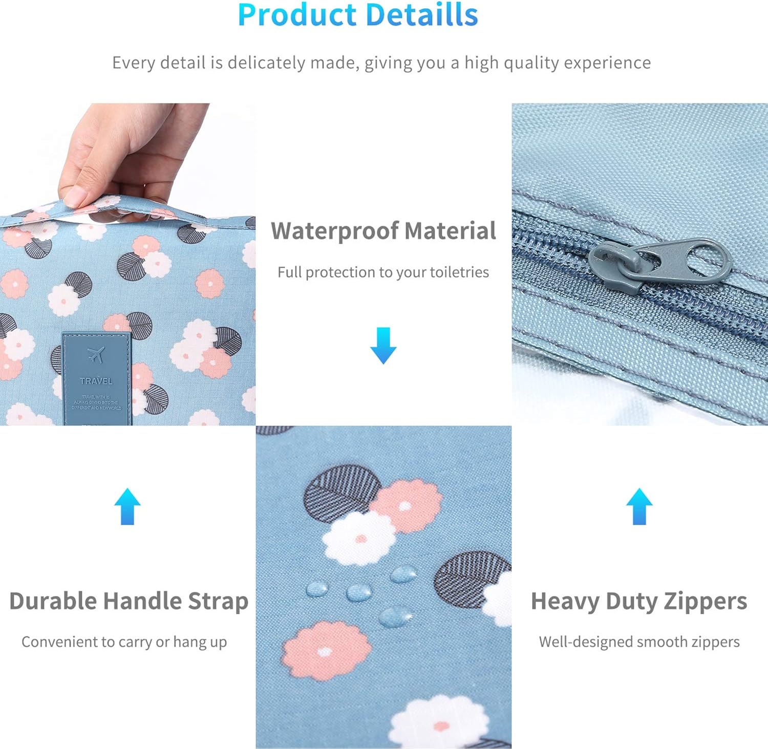 Portable Hanging Toiletry Bag Travel Makeup Pouch Waterproof Organizer Multifunction Cosmetic Bag for Women Girl: Clothing