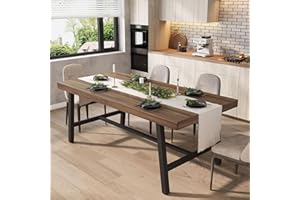 GarveeHome Industrial Dining Table for 6-8 People, 70.87 in Long Wooden Kitchen Table with Sturdy Metal Frame & Rustic Brown Finish (Brown, 70.87 in Long)