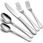 dokaworld Elegant Design Flatware, Silverware Set for 4 persons | 20 Piece - Spoons, Forks, and Knives 18/10 Stainless Steel, Dishwasher Safe - Modern Cutlery Set