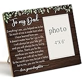 LYEQUIYISA To My Dad Wooden Picture Frame Gift from Daughter, Wooden Photo Frame Dad Gifts for Father's Day Birthday, Thoughtful Dad Gift Ideas for Christmas, Tabletop Wall Display (4x6 Inch Photo)