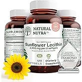Natural Nutra Sunflower Lecithin 2000 mg Supplement, Supports Breastfeeding Moms with Plugged Milk Duct Relief, Liver & Brain Health Booster, Soy Free, Non-GMO, Gluten-Free, 120 Softgel