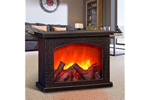WLHONG Fireplace Lanterns Decorative,Small Fake Fire Place,Flame Effect LED Fire Lamp,Battery Operated USB Charge Portable Fireplace,Indoor Outdoor Christmas Decoration (No Heater Function Black)